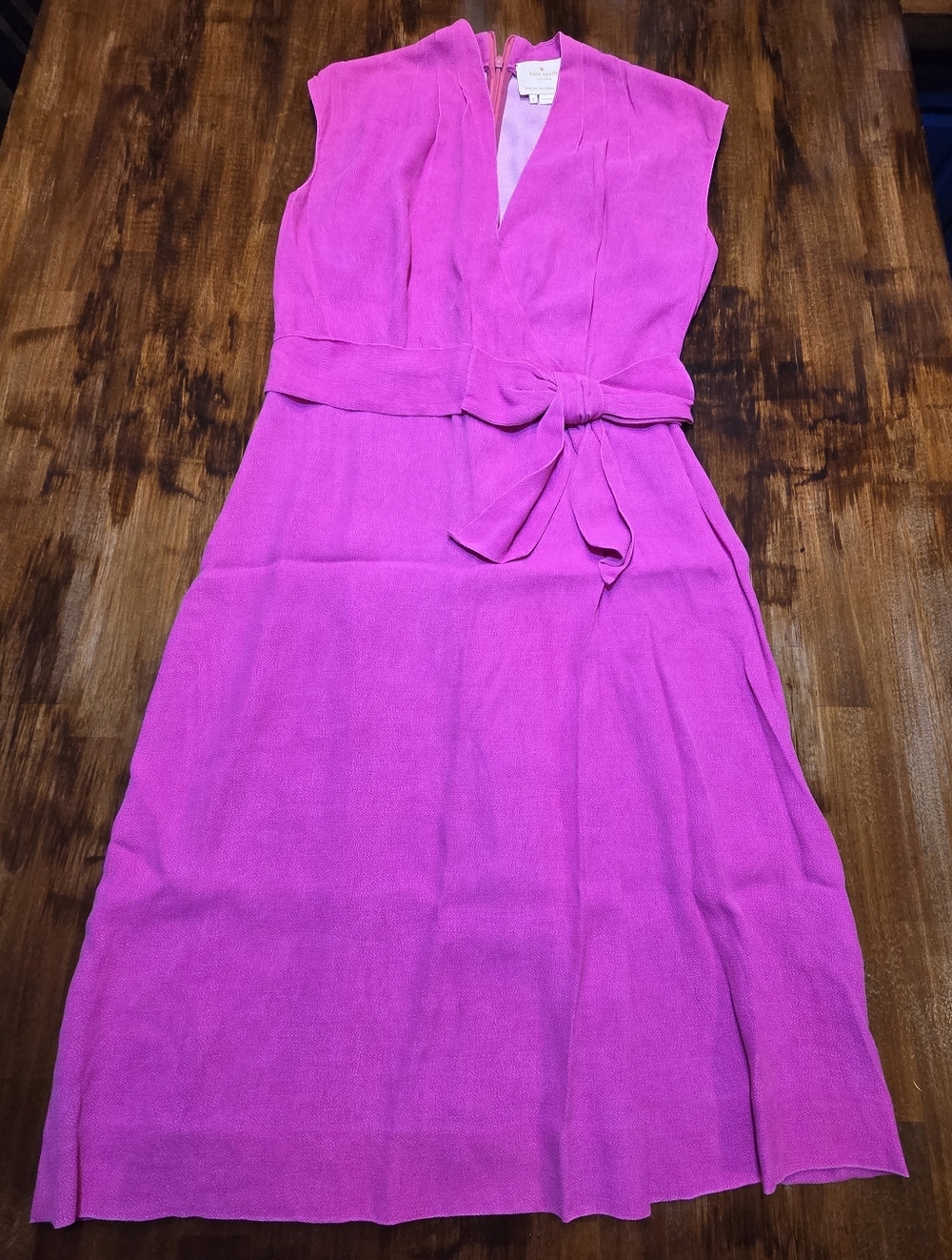 kate spade Fuchsia Sleeveless Midi Dress with Waist Tie